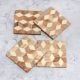 Cube Pattern Wooden Tea Coasters - Pack of 4